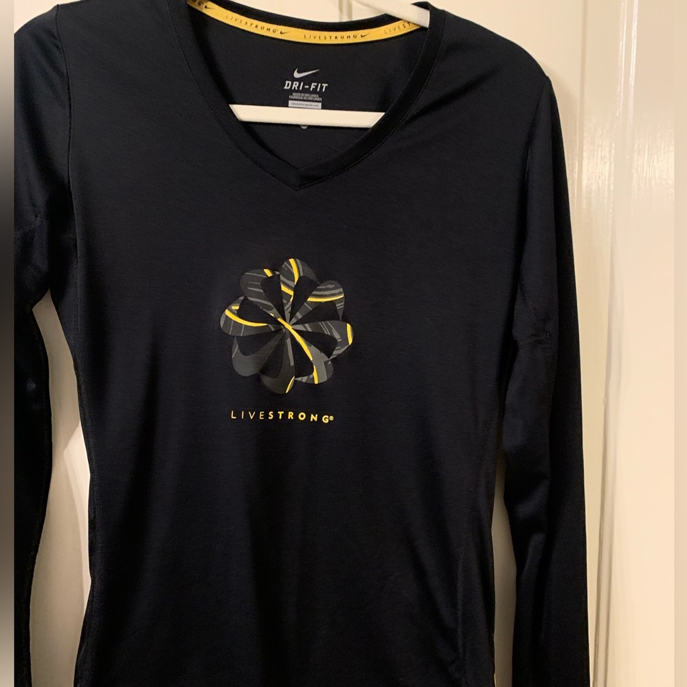 Nike Livestrong Dri-Fit Long Sleeve Yellow Logo Shirt
